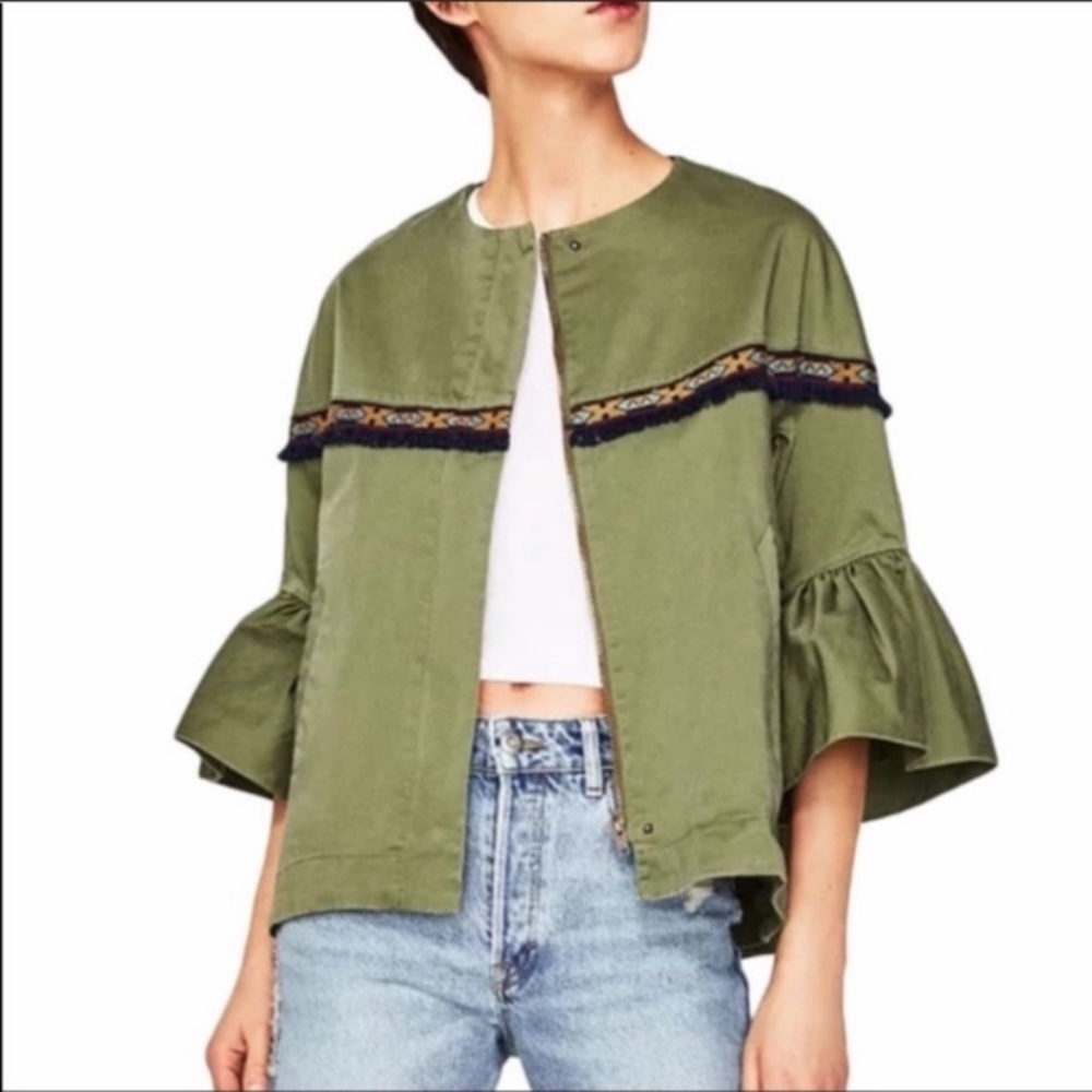 ZARA Aztec Bell Sleeve Jacket NWOT